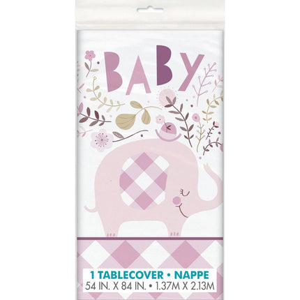 Baby Olifant Tafelkleed Lichtroze 2,13m van Unique koop je bij Partywinkel