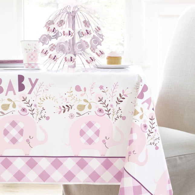 Baby Olifant Tafelkleed Lichtroze 2,13m van Unique koop je bij Partywinkel