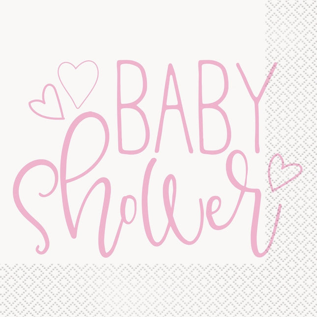 Babyshower Servetten Roze 16st van Unique koop je bij Partywinkel