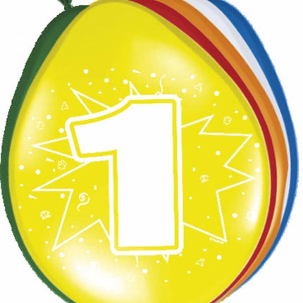 Ballonnen 1 Jaar 30cm 8st van Folat koop je bij Partywinkel