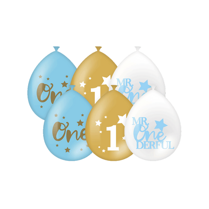 Ballonnen 1 Jaar Jongen 30cm 6st van Paper Dreams koop je bij Partywinkel