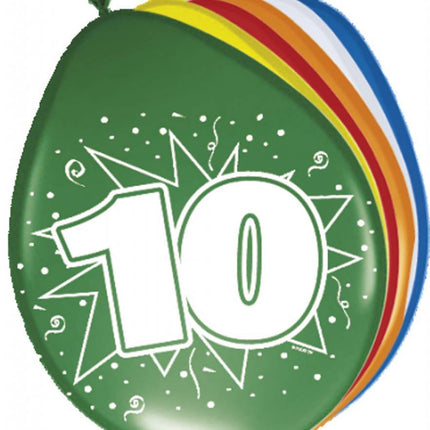 Ballonnen 10 Jaar 30cm 8st van Folat koop je bij Partywinkel