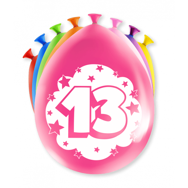 Ballonnen 13 Jaar Meerkleurig 30cm 8st van Paper Dreams koop je bij Partywinkel