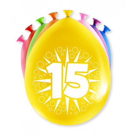 Ballonnen 15 Jaar Meerkleurig 30cm 8st van Paper Dreams koop je bij Partywinkel