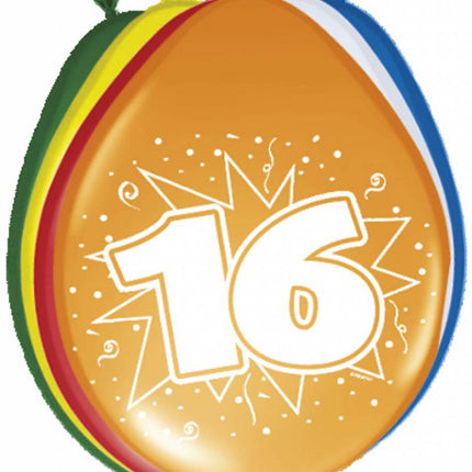 Ballonnen 16 Jaar 30cm 8st van Folat koop je bij Partywinkel