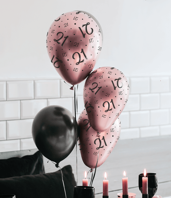 Ballonnen 16 Jaar Rose Zwart 30cm 8st van Paper Dreams koop je bij Partywinkel