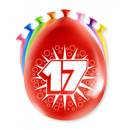 Ballonnen 17 Jaar Meerkleurig 30cm 8st van Paper Dreams koop je bij Partywinkel