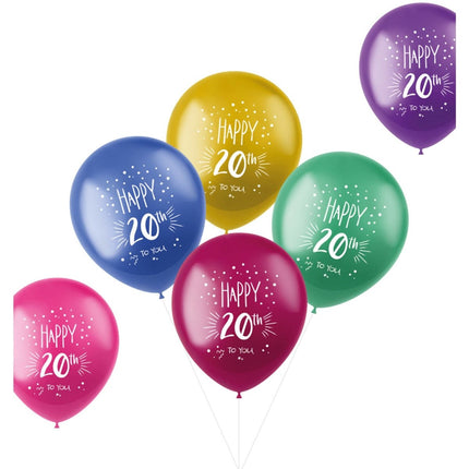 Ballonnen 20 jaar Happy 20th 33cm 6st van Folat koop je bij Partywinkel