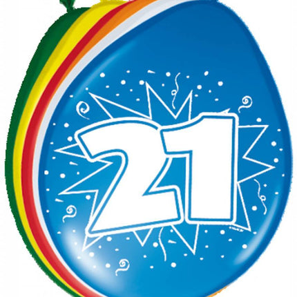 Ballonnen 21 Jaar 30cm 8st van Folat koop je bij Partywinkel
