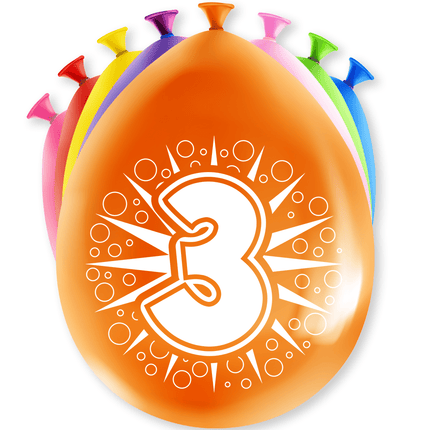 Ballonnen 3 Jaar Hoera 30cm 8st van Paper Dreams koop je bij Partywinkel