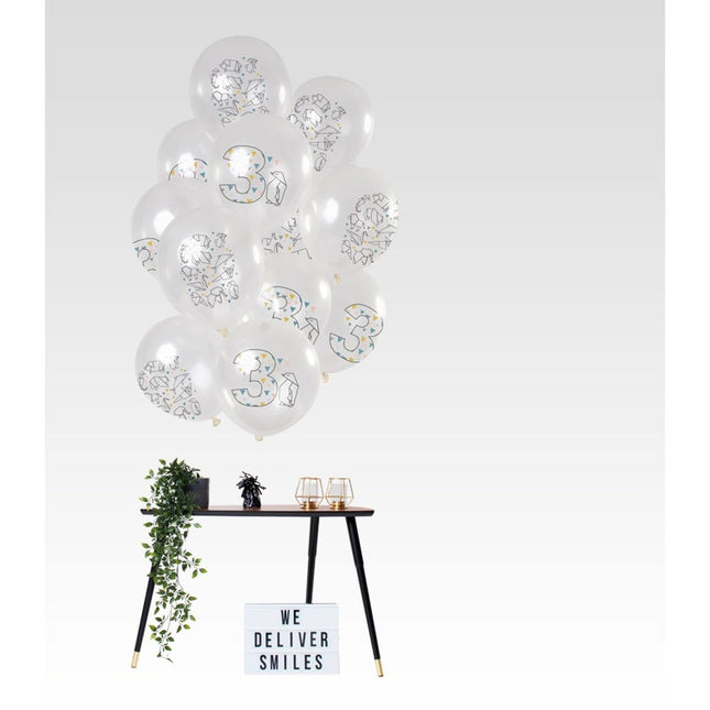 Ballonnen 3 Jaar Origami 30cm 12st van Folat koop je bij Partywinkel