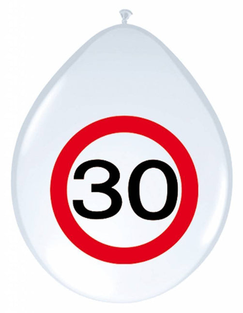 Ballonnen 30 Jaar Verkeersbord 30cm 8st van Folat koop je bij Partywinkel