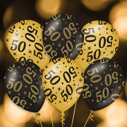 Ballonnen 40 Jaar Goud Zwart 30cm 6st van Paper Dreams koop je bij Partywinkel