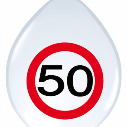 Ballonnen 50 Jaar Verkeersbord 30cm 8st van Folat koop je bij Partywinkel