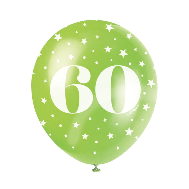 Ballonnen 60 Jaar Confetti 30cm 5st van Unique koop je bij Partywinkel
