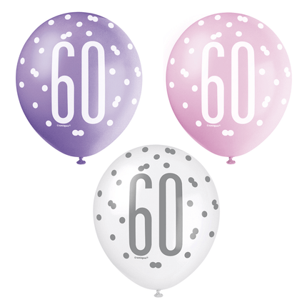 Ballonnen 60 Jaar Stippen 30cm 6st van Unique koop je bij Partywinkel