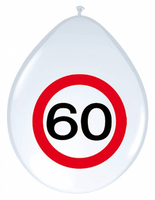 Ballonnen 60 Jaar Verkeersbord 30cm 8st van Folat koop je bij Partywinkel