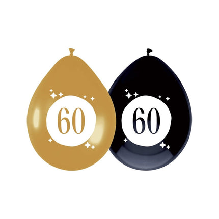 Ballonnen 60 Jaar Zwart Goud 30cm 6st van Haza Witbaard koop je bij Partywinkel
