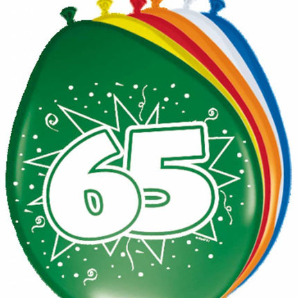 Ballonnen 65 Jaar 30cm 8st van Folat koop je bij Partywinkel