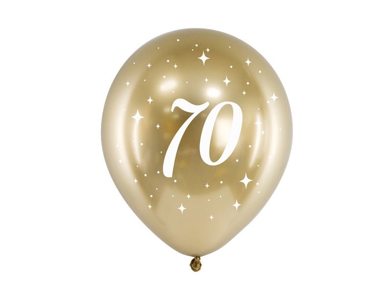 Ballonnen 70 Jaar Goud 30cm 6st van Partydeco koop je bij Partywinkel