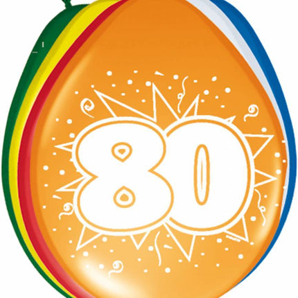 Ballonnen 80 Jaar 30cm 8st van Folat koop je bij Partywinkel