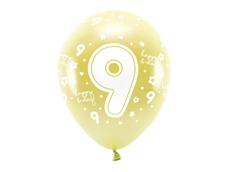 Ballonnen 9 Jaar Goud 33cm 6st van Partydeco koop je bij Partywinkel