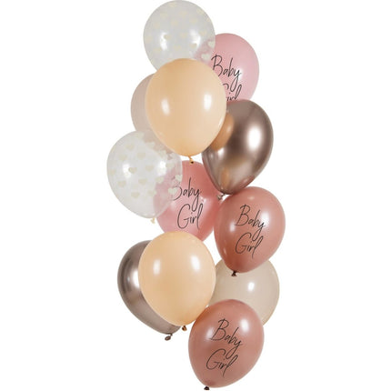 Ballonnen Geboorte Meisje 33cm 12st van Folat koop je bij Partywinkel