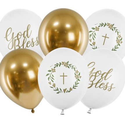 Ballonnen God Bless Mix 30cm 6st van Partydeco koop je bij Partywinkel
