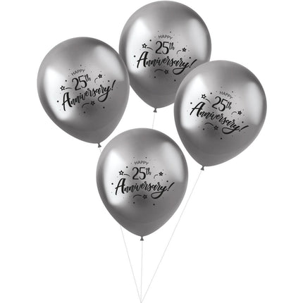 Ballonnen Happy 25Th Anniversary 33cm 4st van Folat koop je bij Partywinkel