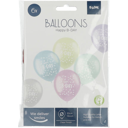 Ballonnen Happy B - Day 33cm 6st van Folat koop je bij Partywinkel