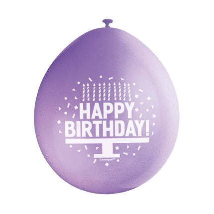 Ballonnen Happy Birthday 28cm 10st van Unique koop je bij Partywinkel