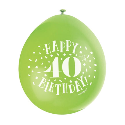 Ballonnen Happy Birthday 40 Jaar 28cm 10st van Unique koop je bij Partywinkel