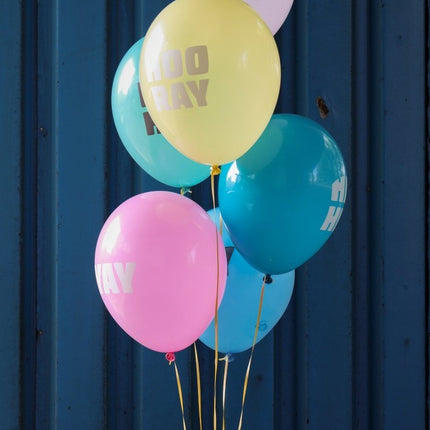 Ballonnen Hip Hip Hooray 33cm 6st van Folat koop je bij Partywinkel