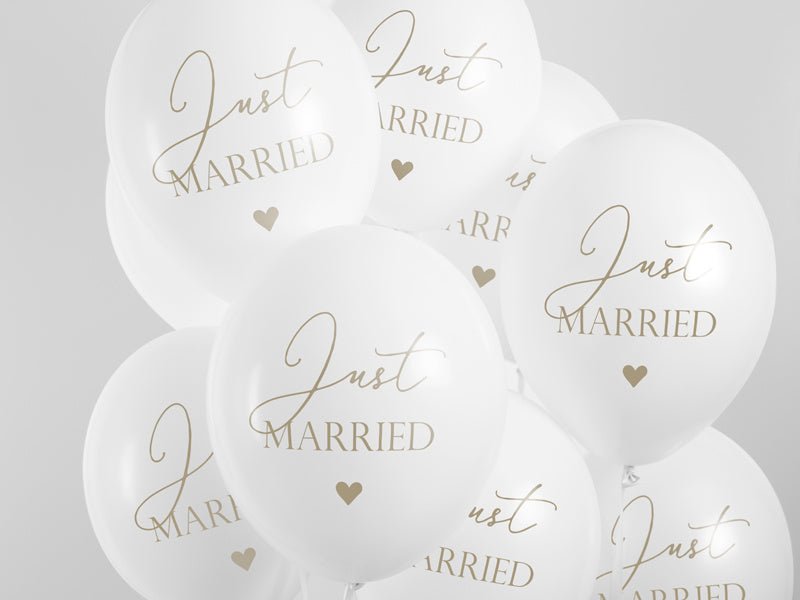 Ballonnen Just Married 30cm 6st van Partydeco koop je bij Partywinkel