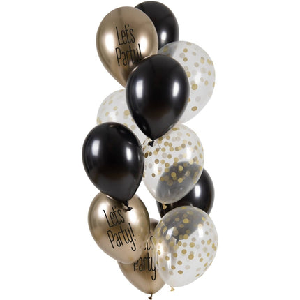 Ballonnen Let's Party Black Tie 33cm - 12 stuks van Folat koop je bij Partywinkel