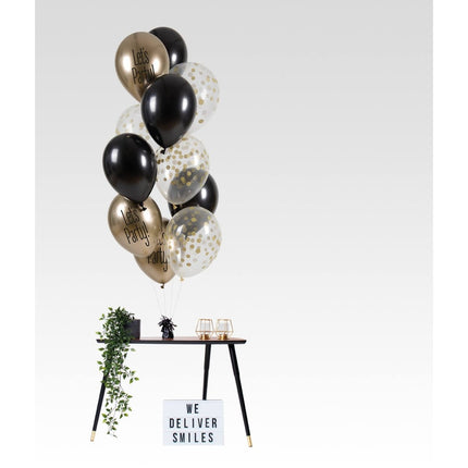 Ballonnen Let's Party Black Tie 33cm - 12 stuks van Folat koop je bij Partywinkel