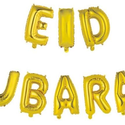 Ballonnen Letter Eid Mubarak Goud Leeg 41cm van WeFiesta koop je bij Partywinkel