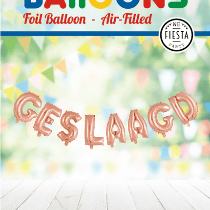 Ballonnen Letter Geslaagd Rose Goud Leeg 41cm van WeFiesta koop je bij Partywinkel