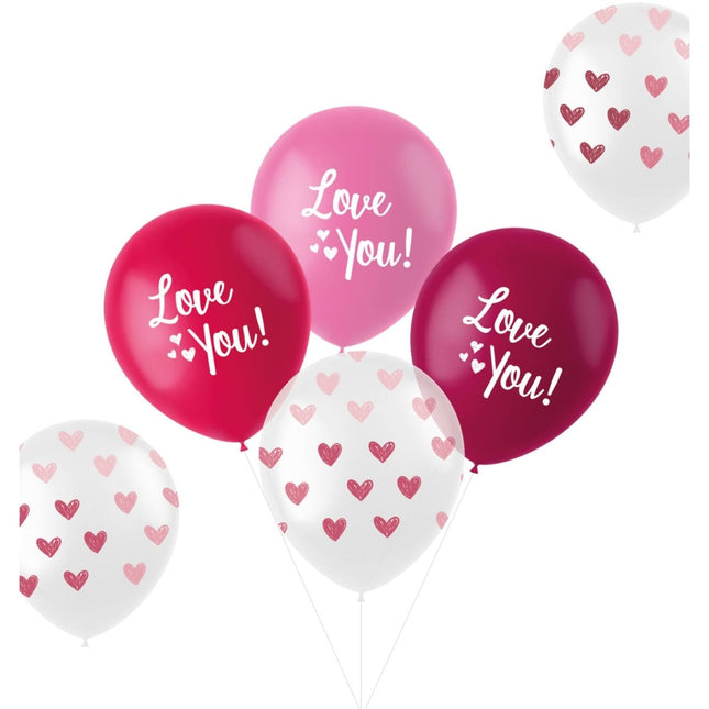 Rood Roze Ballonnen Love You! 33cm 6st van Folat koop je bij Partywinkel