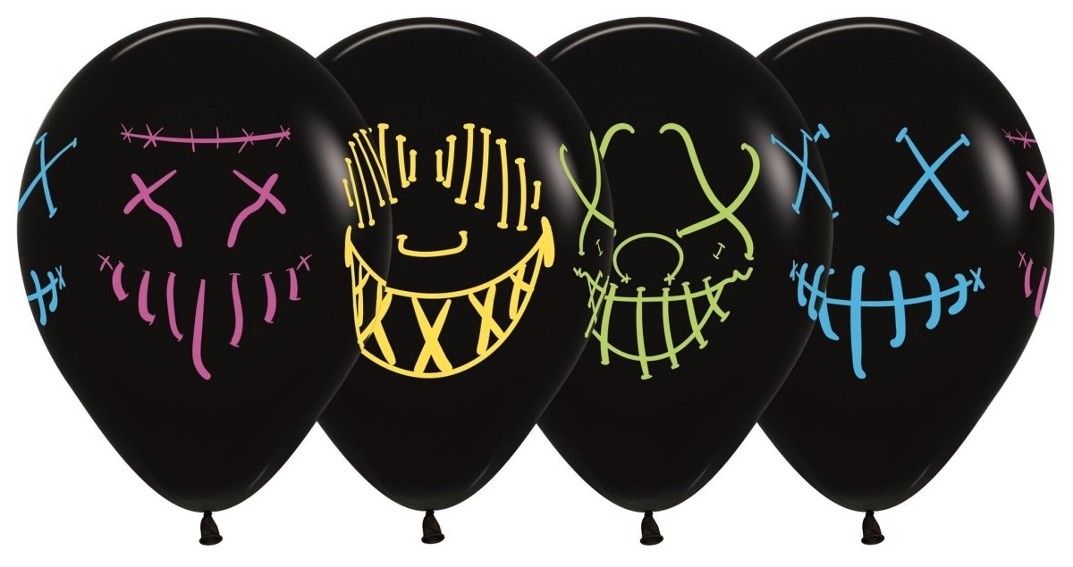 Ballonnen Masks Neon Ink Black 30cm 25st van Sempertex koop je bij Partywinkel