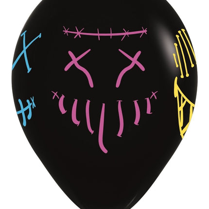 Ballonnen Masks Neon Ink Black 30cm 25st van Sempertex koop je bij Partywinkel