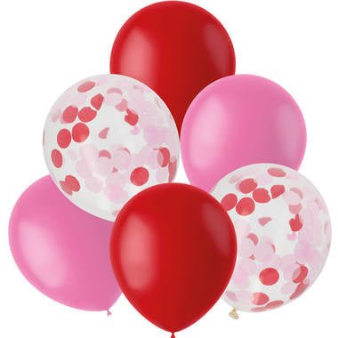 Ballonnen Mix Rood & Roze 30cm 6st van Folat koop je bij Partywinkel