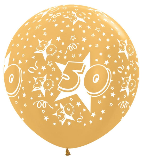 Ballonnen Number 50 Metallic Gold 91cm 2st van Sempertex koop je bij Partywinkel