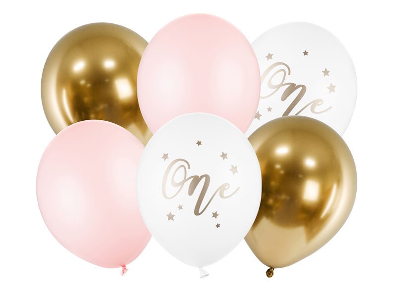 Ballonnen One Mix Roze 30cm 6st van Partydeco koop je bij Partywinkel