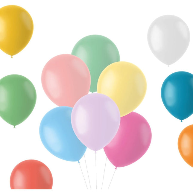 Ballonnen Pastel Gekleurd 33cm 50st van Folat koop je bij Partywinkel