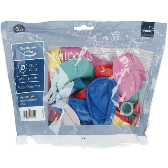 Ballonnen Pastel Gekleurd 33cm 50st van Folat koop je bij Partywinkel