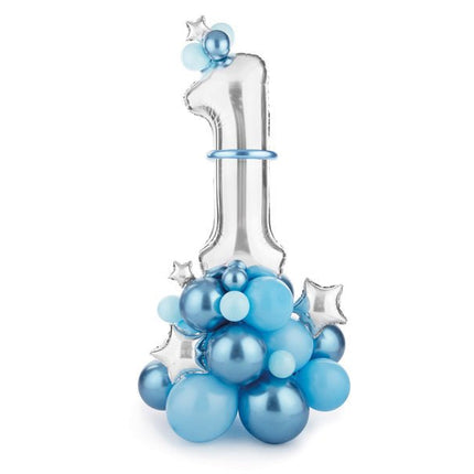 Ballonnen Set 1 Jaar Blauw 1,4m van Partydeco koop je bij Partywinkel