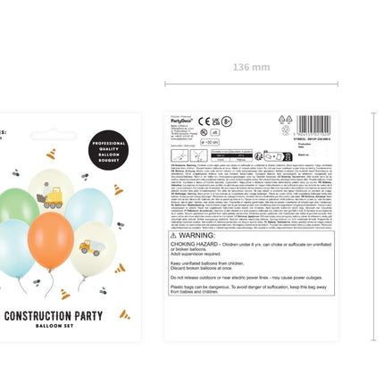 Ballonnen Set Bouwvoertuigen 30cm 6st van Partydeco koop je bij Partywinkel
