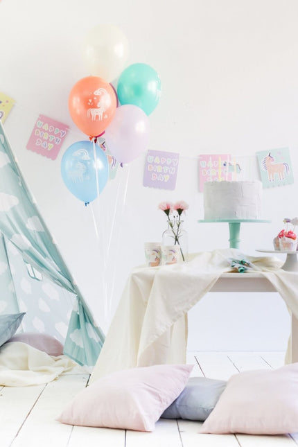 Ballonnen Unicorn & Regenboog 33cm 6st van Folat koop je bij Partywinkel
