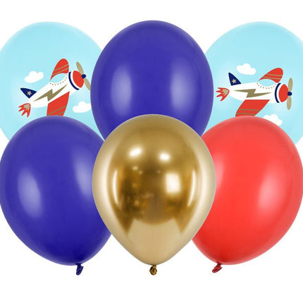 Ballonnen Vliegtuig Mix 30cm 6st van Partydeco koop je bij Partywinkel